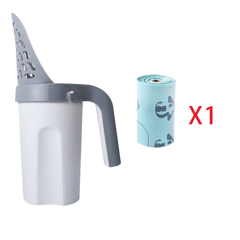 Cat Litter Shovel with Waste Bags Self Cleaning Cats Litter Scooper Portable Cat Litter Box Cleaning Tool Pet Cat Supplies
