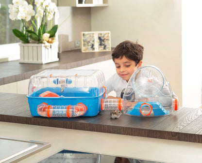 Combi 2 Starter Hamster Cage, Includeswater Bottle, Feeding Bowl, and Cozy House, 31.3L X 11.61W X 10.35H Inches, Blue