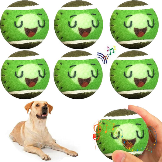 Tennis Balls for Dogs Funny Squeaky Dog Toys Chew Toys for Exercise and Training | 6 Pack Colorful Easy Catching Pet Dog Ball | 2.6" Pet Toys for Small Puppies Medium & Large Dogs